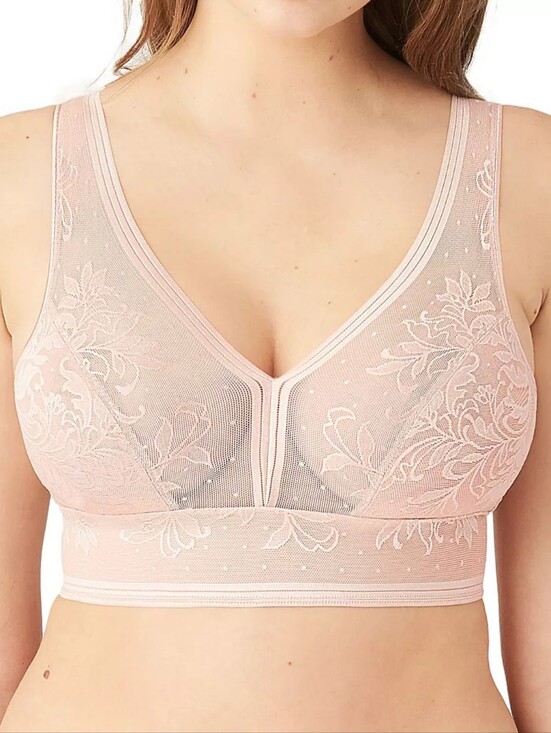 Wacoal Other - Wacoal Net Effect Sheer Floral Lace Bralette Pink Sz 38 Up To D/DD CUP